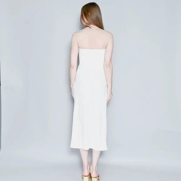 AMANDA UPRICHARD Ivory Mandy Strapless Midi Dress - Picture 5 of 7